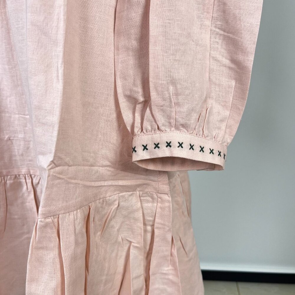 NWT Tuckernuck Bermuda Pink Palmerston Dress sz XS Long Sleeve Linen Blend Mini - Picture 8 of 12